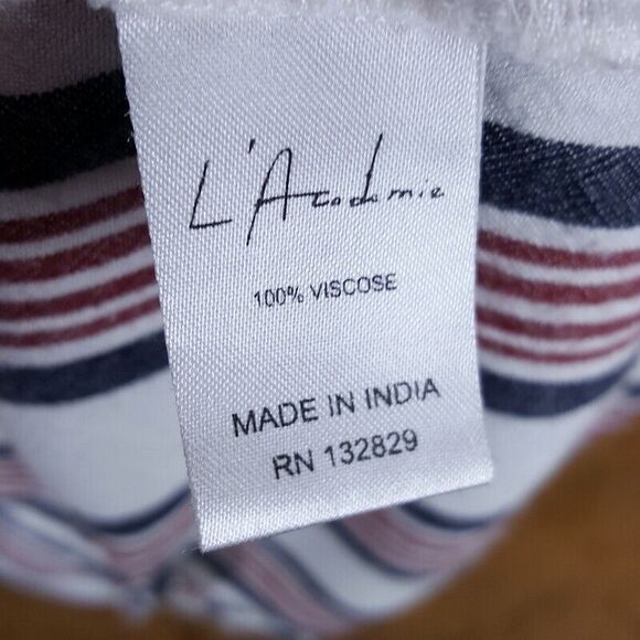 L'ACADEMIE Top Womens XS White Stripe Pullover Tie Front Tunic Long Sleeve - Picture 6 of 9